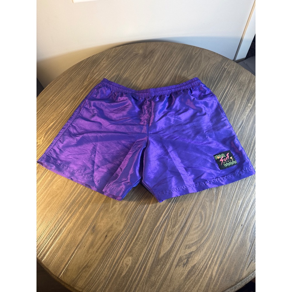 Vintage Surf Style Hybrid Shorts Athletic Men's Medium Purple Iridescent 90s
